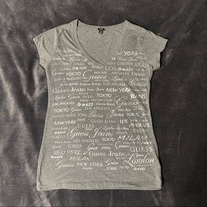 Guess Womens Short Sleeve V-Neck Tee